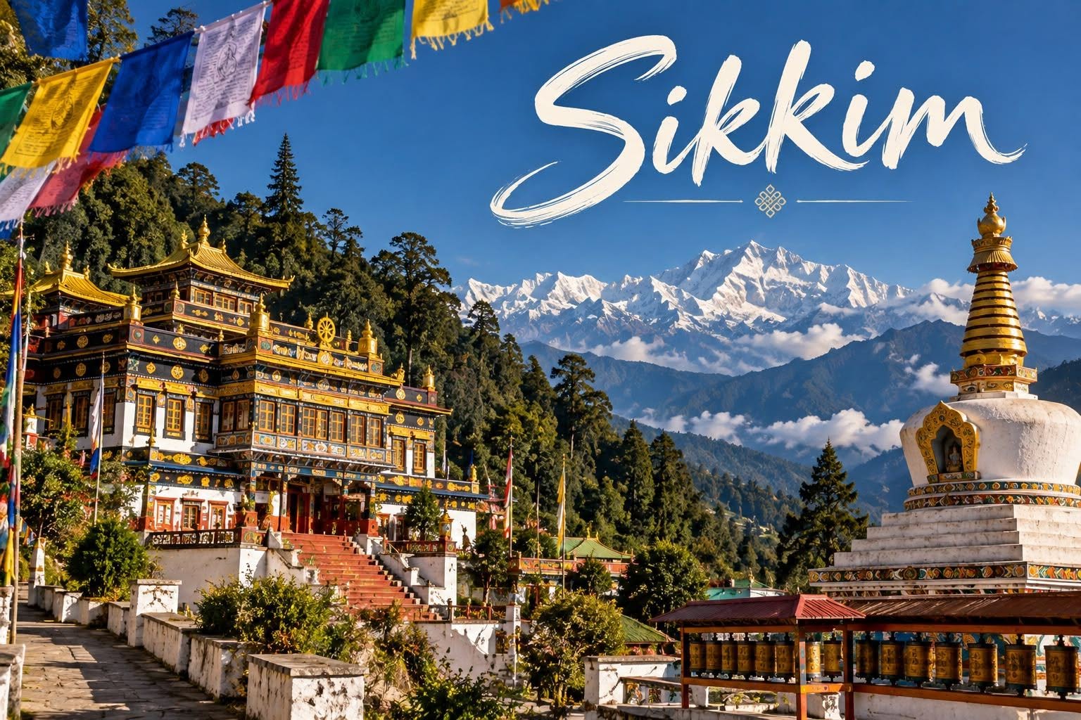 Pokaz zdjęć prezentujących pielgrzymkę z Sangterem Rinpoche po najświętszych miejscach Sikkimu.